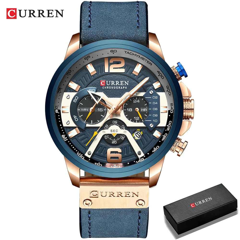 Curren Mens Watch Quartz 53mm 8329 Rose blue box