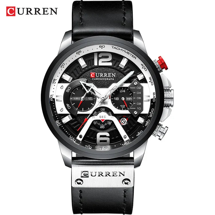 Curren Mens Watch Quartz 53mm 8329 Silver and black