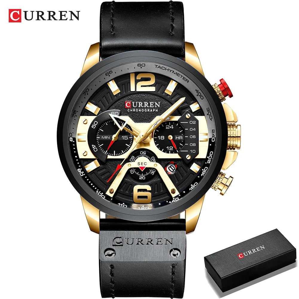Curren Mens Watch Quartz 53mm 8329 Gold black box
