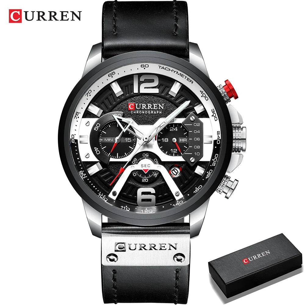 Curren Mens Watch Quartz 53mm 8329 Silver black box