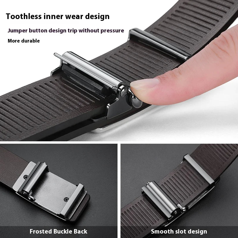 Men's Leather Belt Cowskin Black belt 105-160cm Plus Size Jeans Belt