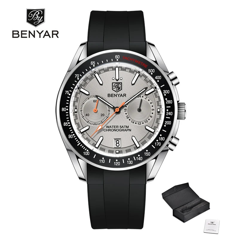 BENYAR Mens Watch Luxury Quartz Chronograph Automatic J Gray CHINA