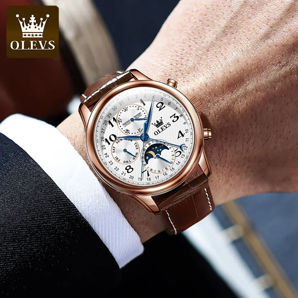 OLEVS Automatic Movement Watch Stainless Steel Multiple Calendar Moon Phase