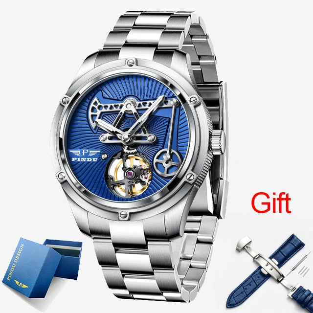 Pindu Design Mens Watch Sapphire glass 8215+Box S blue