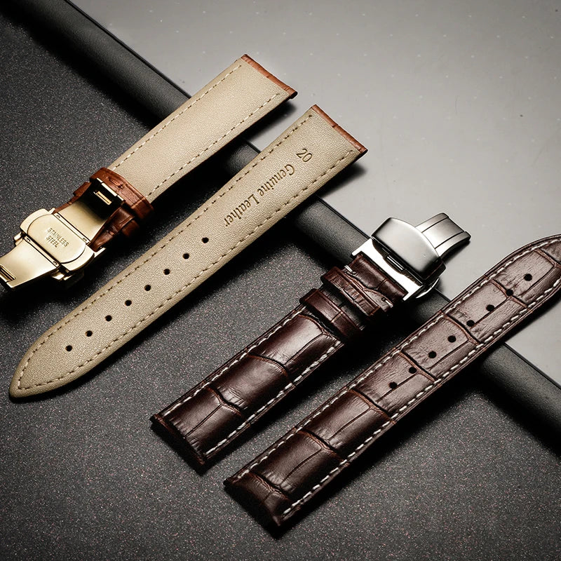 22mm Watch Band Calf Genuine Leather Alligator Grain 18mm 20mm Watch Strap+Box bracelet wristband for Tissot Seiko galaxy 46mm
