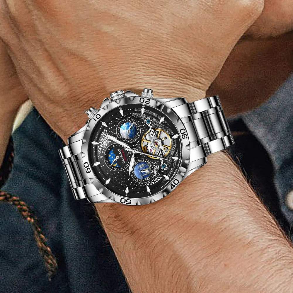 GLENAW Design Mens Watche Waterproof Mechanical Watch