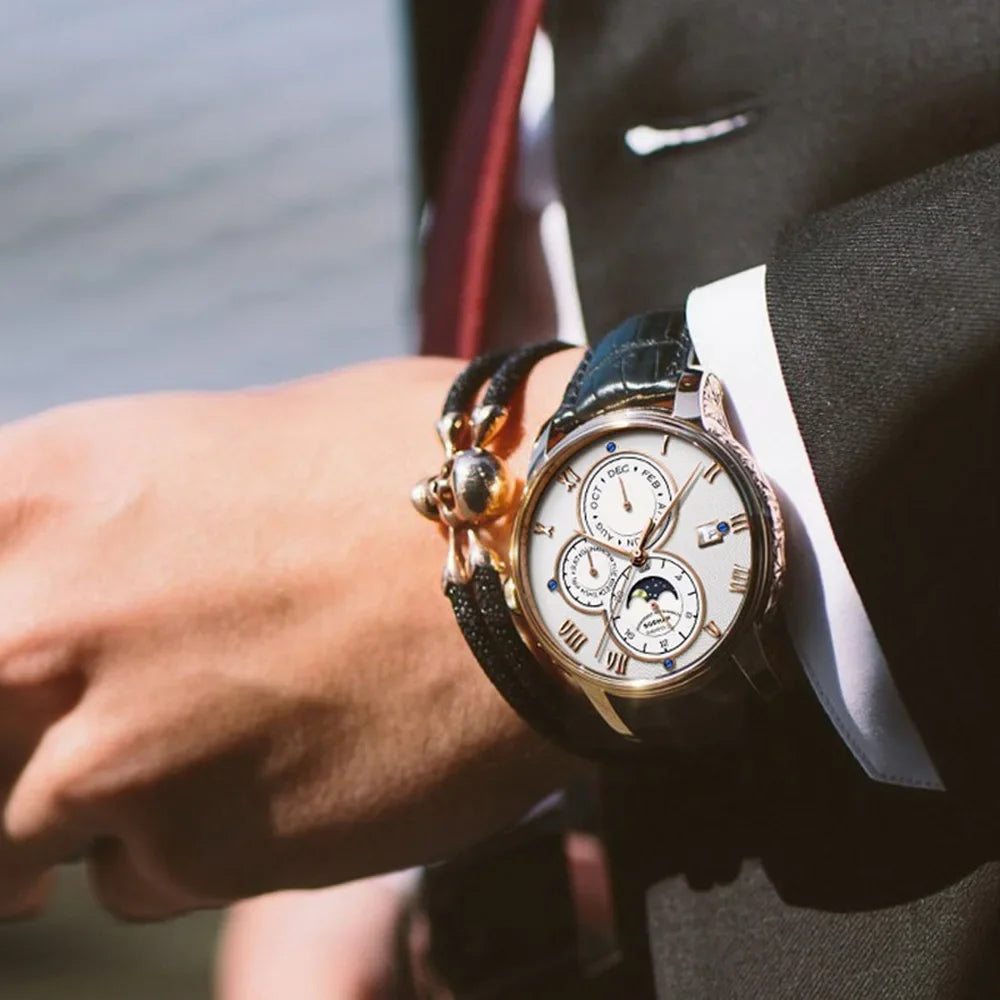 Borman Automatic Watch Self Wind Mechanical Wristwatch Fashion 50M Waterproof Sapphire