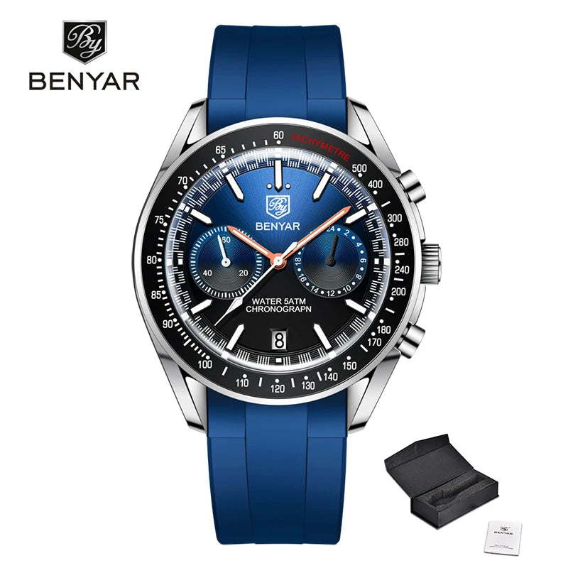 BENYAR Mens Watch Luxury Quartz Chronograph Automatic J Blue CHINA