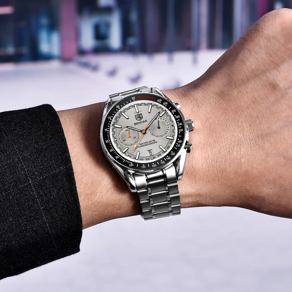 BENYAR Mens Watch Luxury Quartz Chronograph Automatic
