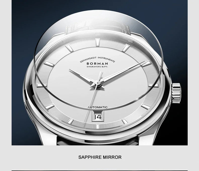 Borman 3882 Luxury Automatic Watch - 39mm Ultrathin Mechanical Men's Wristwatch