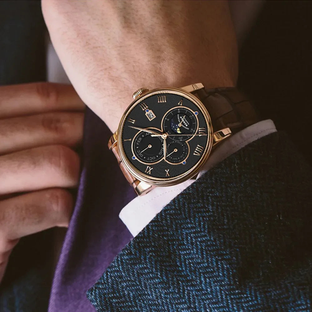 Borman Automatic Watch Self Wind Mechanical Wristwatch Fashion 50M Waterproof Sapphire