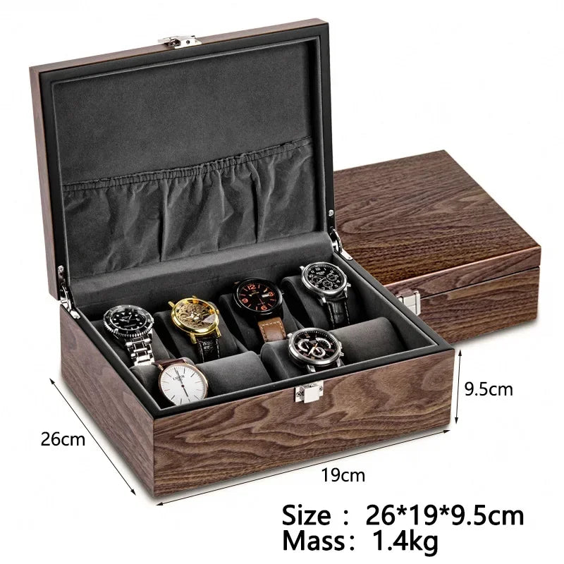 Walnut Watch Case Storage Box Wooden cover 8 slots