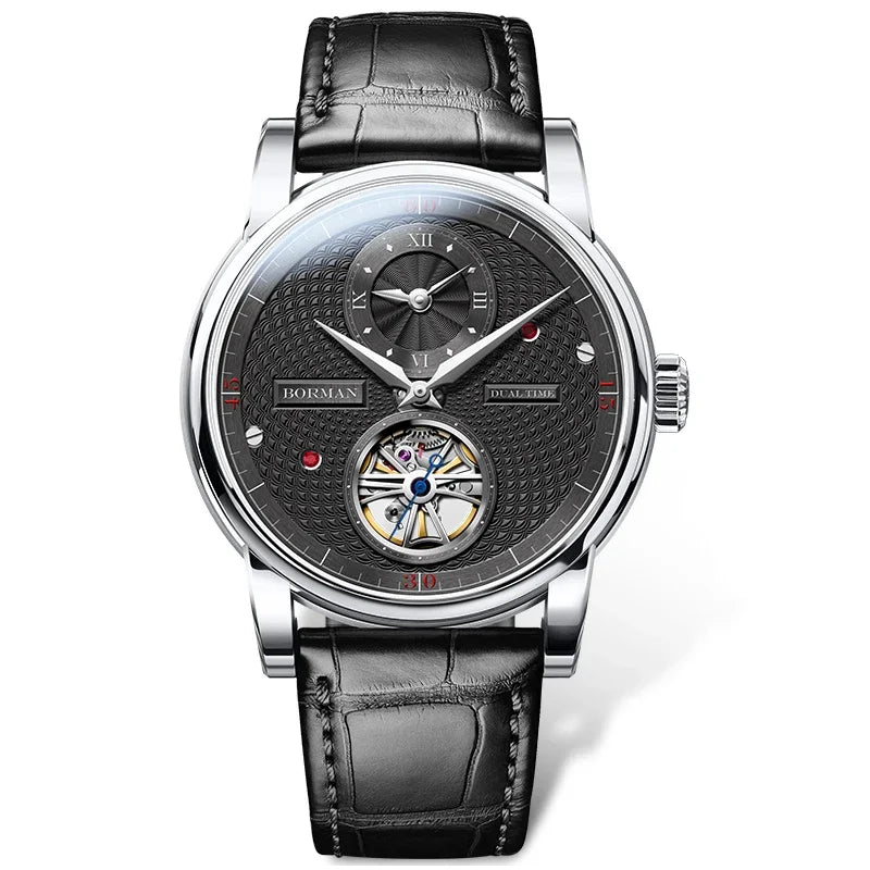 BORMAN BM3135 42mm Automatic Skeleton Watch - Dual Time Zone Sapphire Crystal 50M Waterproof