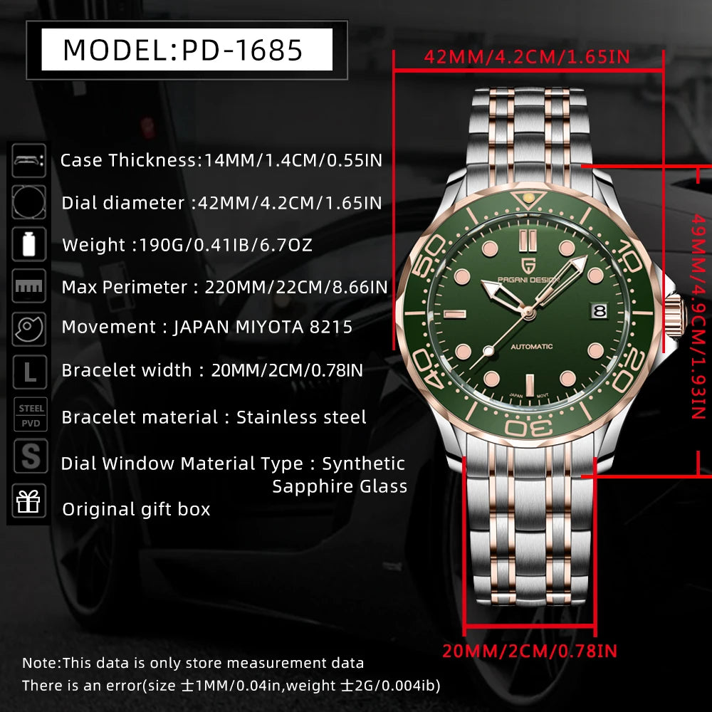 PAGANI DESIGN 2025 Limited Edition 42mm Automatic Mechanical Watch - Luxury Stainless Steel Sapphire Crystal