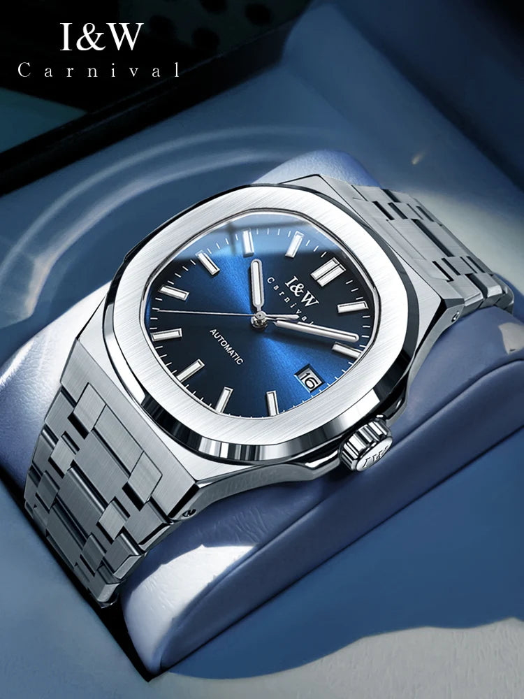 CARNIVAL Mens Watch Luxury Automatic Watch Calendar Sapphire Mechanical Dark blue