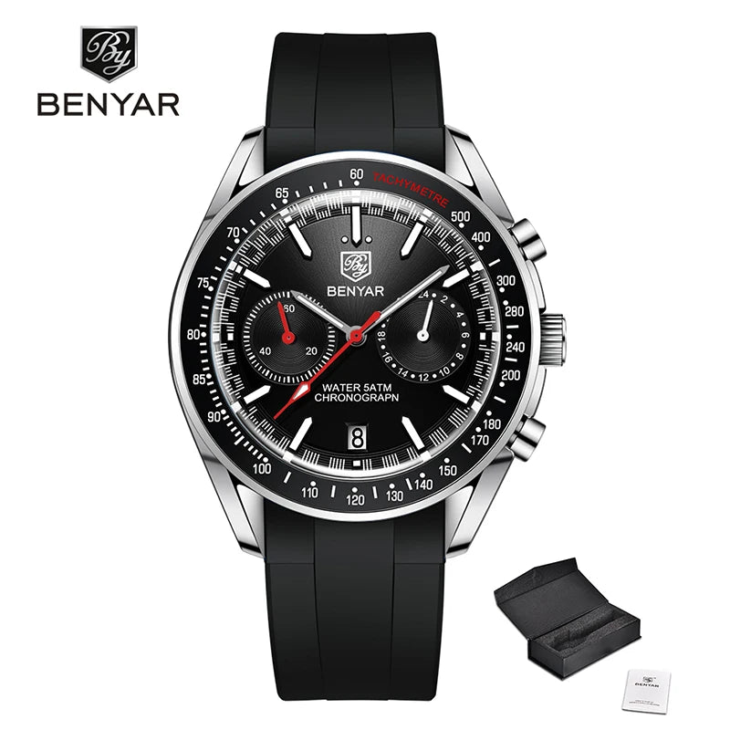 BENYAR Mens Watch Luxury Quartz Chronograph Automatic J Black CHINA