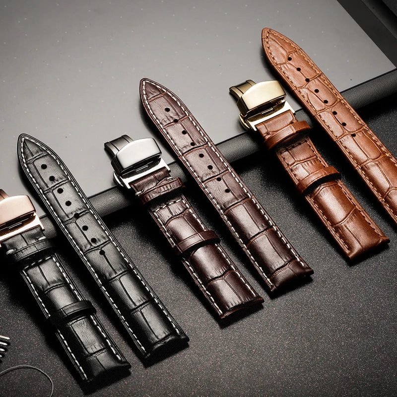 22mm Watch Band Calf Genuine Leather Alligator Grain 18mm 20mm Watch Strap+Box bracelet wristband for Tissot Seiko galaxy 46mm