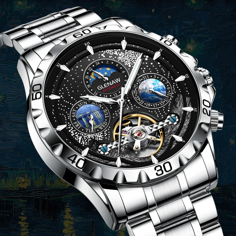 GLENAW Design Mens Watche Waterproof Mechanical Watch