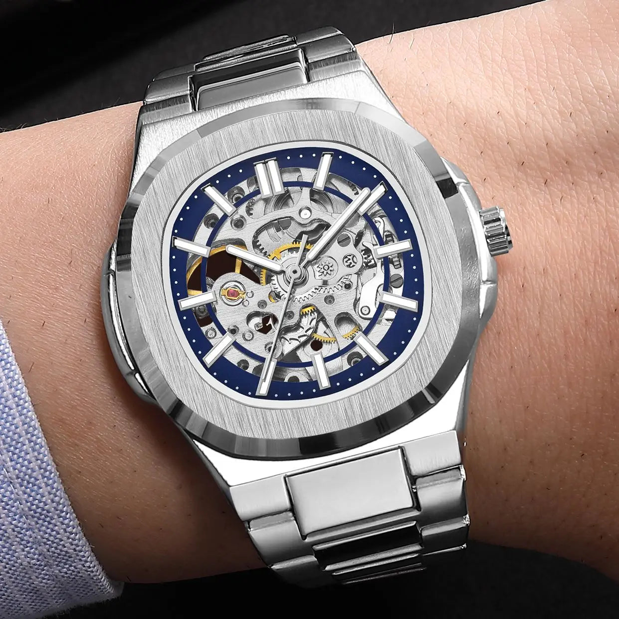 Gorben Mechanical Wristwatch Skeleton Stainless Steel Sapphire glass
