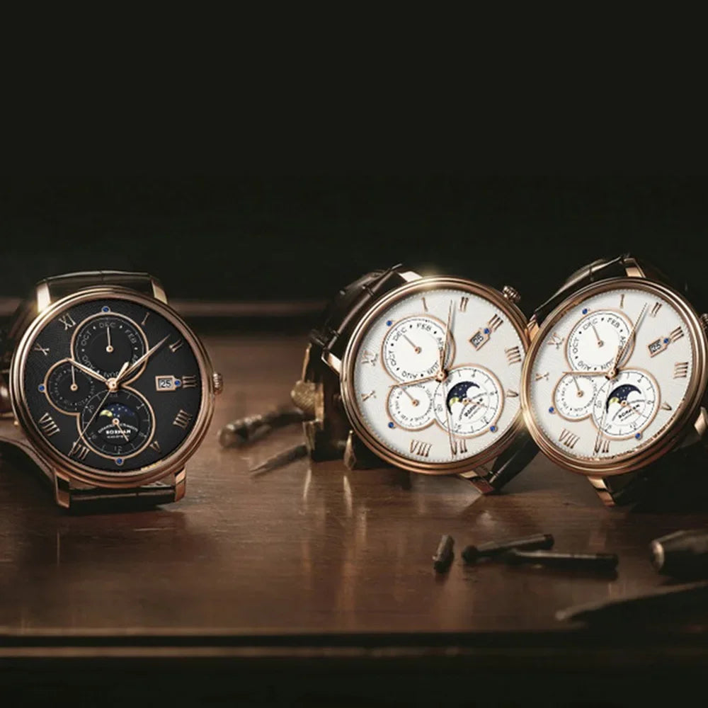 Borman Automatic Watch Self Wind Mechanical Wristwatch Fashion 50M Waterproof Sapphire