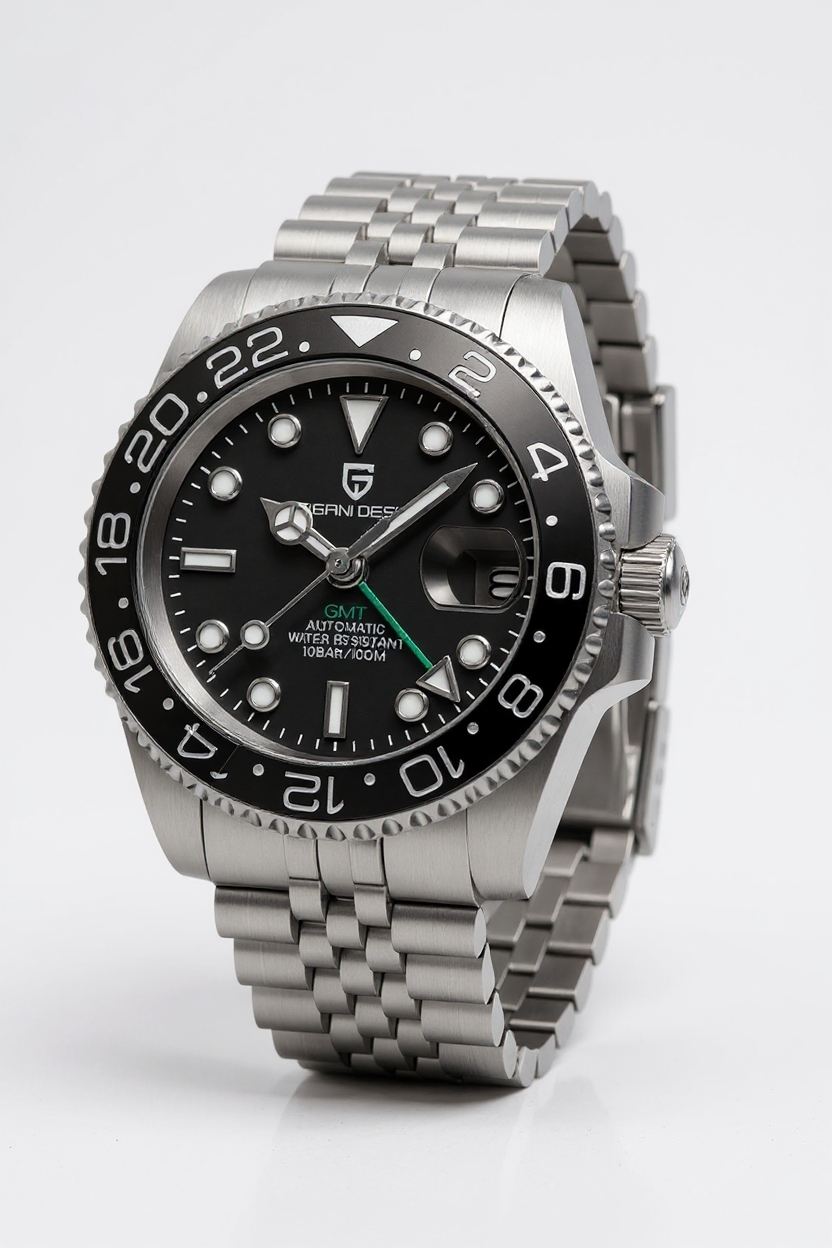 PAGANI DESIGN 40mm PD-1662 V5 GMT Automatic Watch - Luxury Ceramic Bezel