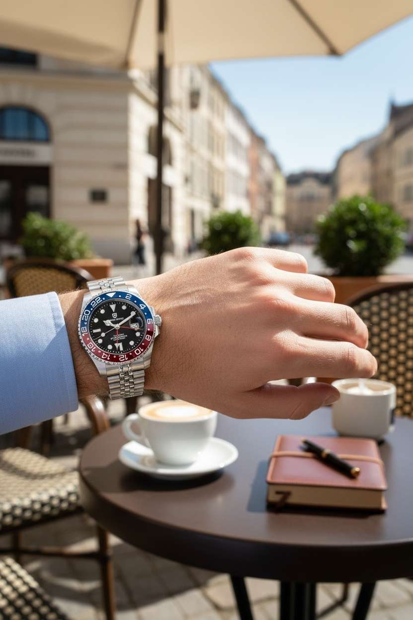 PAGANI DESIGN 40mm PD-1662 V5 GMT Automatic Watch - Luxury Ceramic Bezel