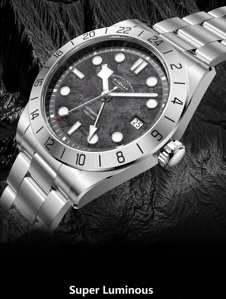 BORMAN GMT Mountain Dial Automatic Watch - Seiko NH34A Movement with Sapphire Crystal