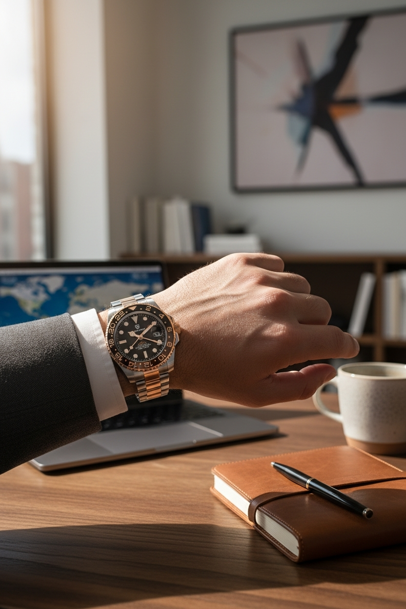 PAGANI DESIGN 40mm PD-1662 V5 GMT Automatic Watch - Luxury Ceramic Bezel