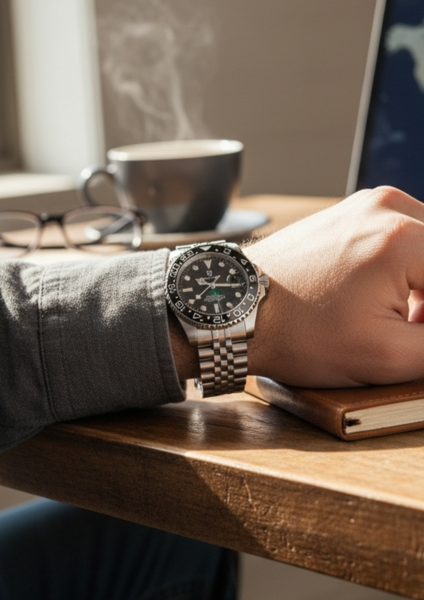 PAGANI DESIGN 40mm PD-1662 V5 GMT Automatic Watch - Luxury Ceramic Bezel