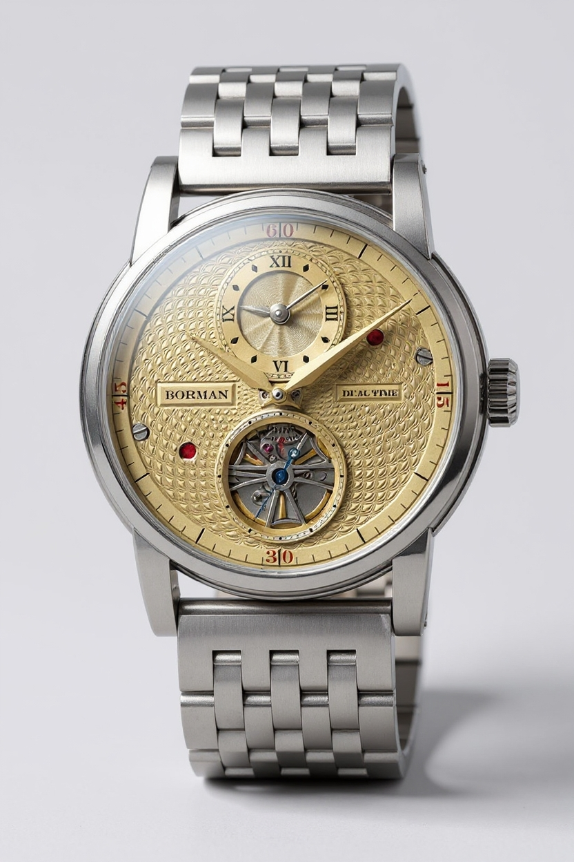 BORMAN BM3135 42mm Automatic Skeleton Watch - Dual Time Zone Sapphire Crystal 50M Waterproof