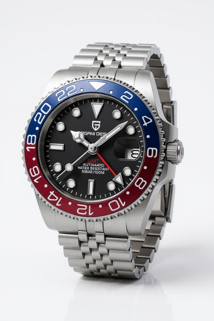 PAGANI DESIGN 40mm PD-1662 V5 GMT Automatic Watch - Luxury Ceramic Bezel